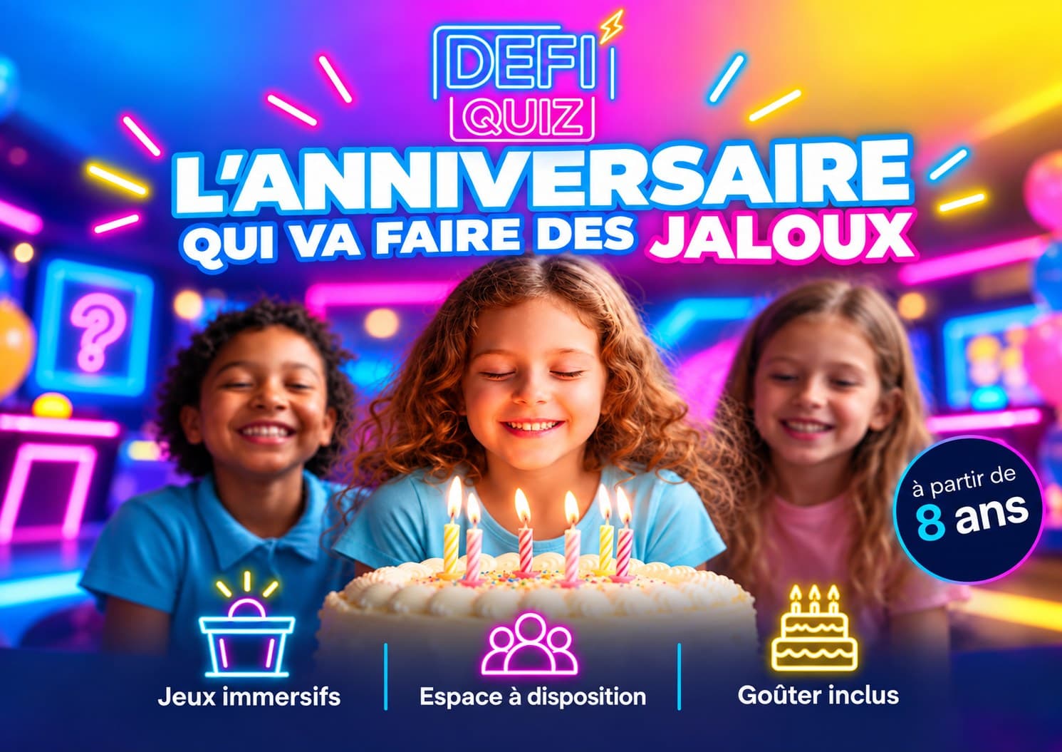 Anniversaire Défi Quiz à Reims : jeux immersifs, espace à disposition et goûter inclus
